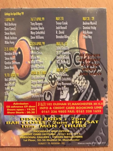 Flyer with line-ups